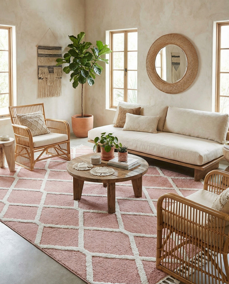 Sahara Chic Collection Area Rug -  Tuareg Rectangle Pink  lifestyle 10