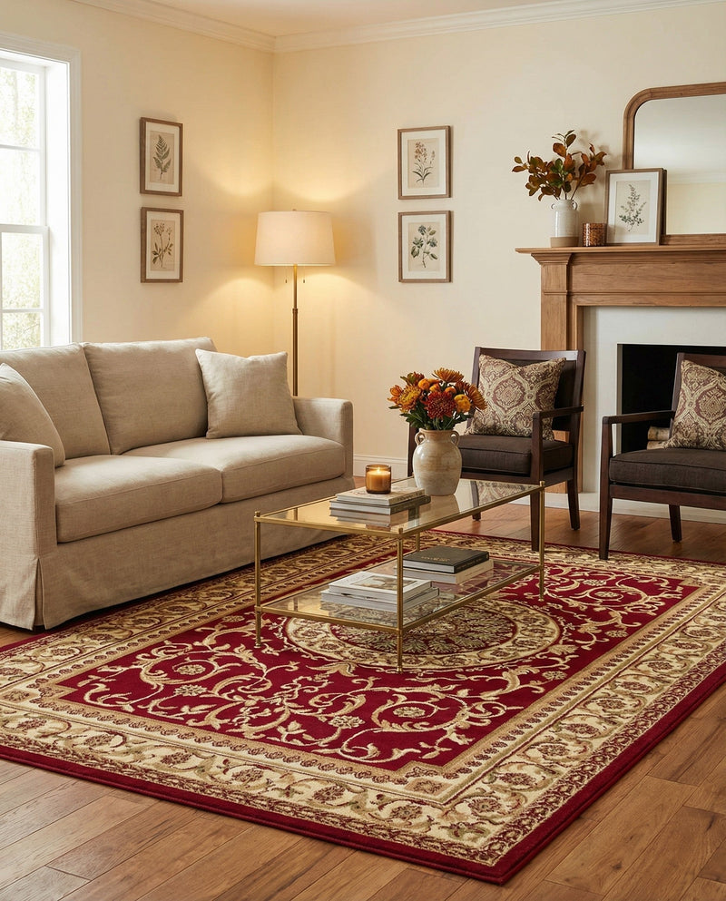 Versailles Elegance Collection Area Rug -  Montreuil Rectangle Red  lifestyle 68