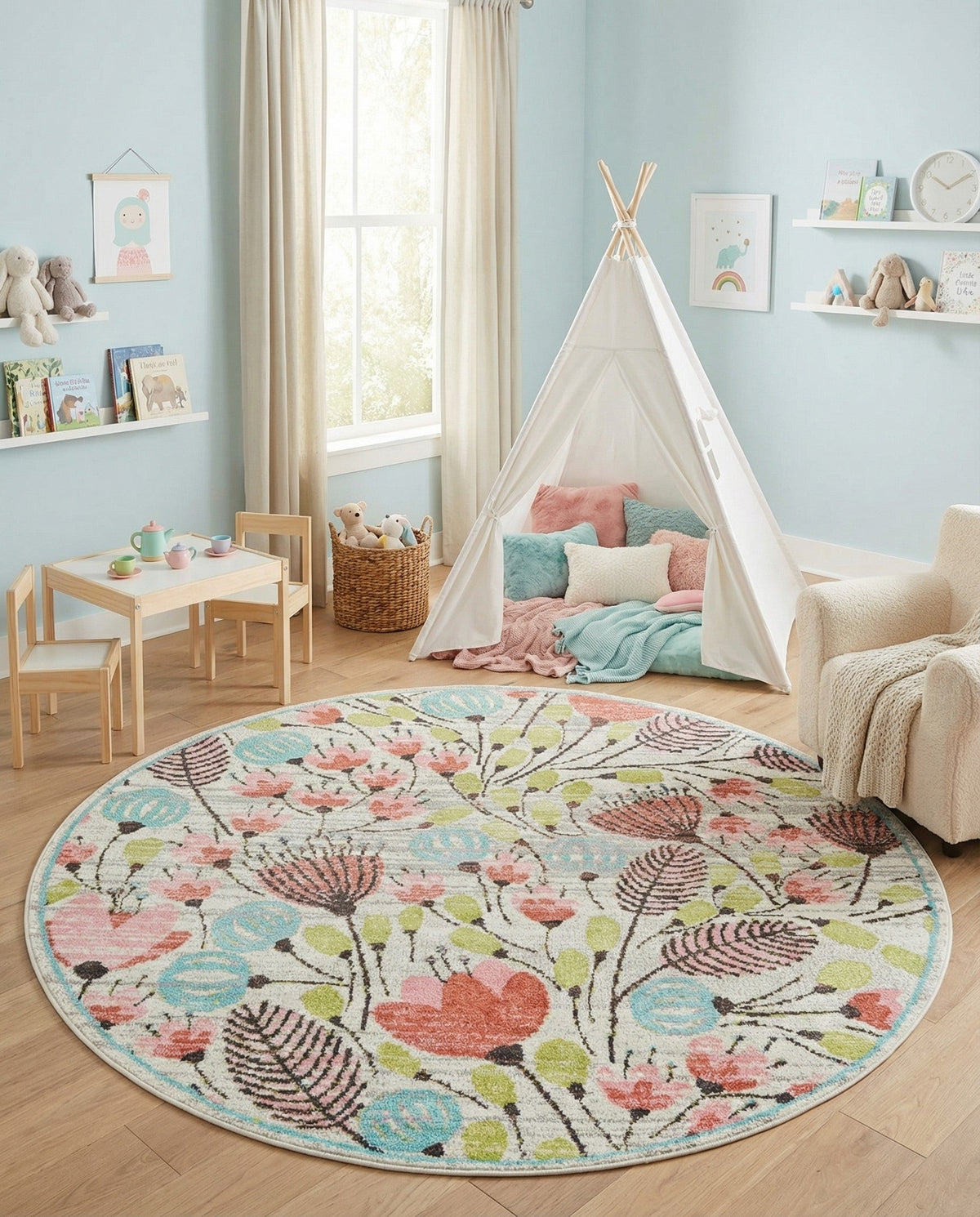 Wonder Tykes Collection Area Rug -  Fantasy Round Ivory  lifestyle 131