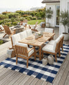 Sustainable Grid Indoor-Outdoor Oasis Collection Area Rug - Savannah Rectangle Navy Blue  lifestyle 35