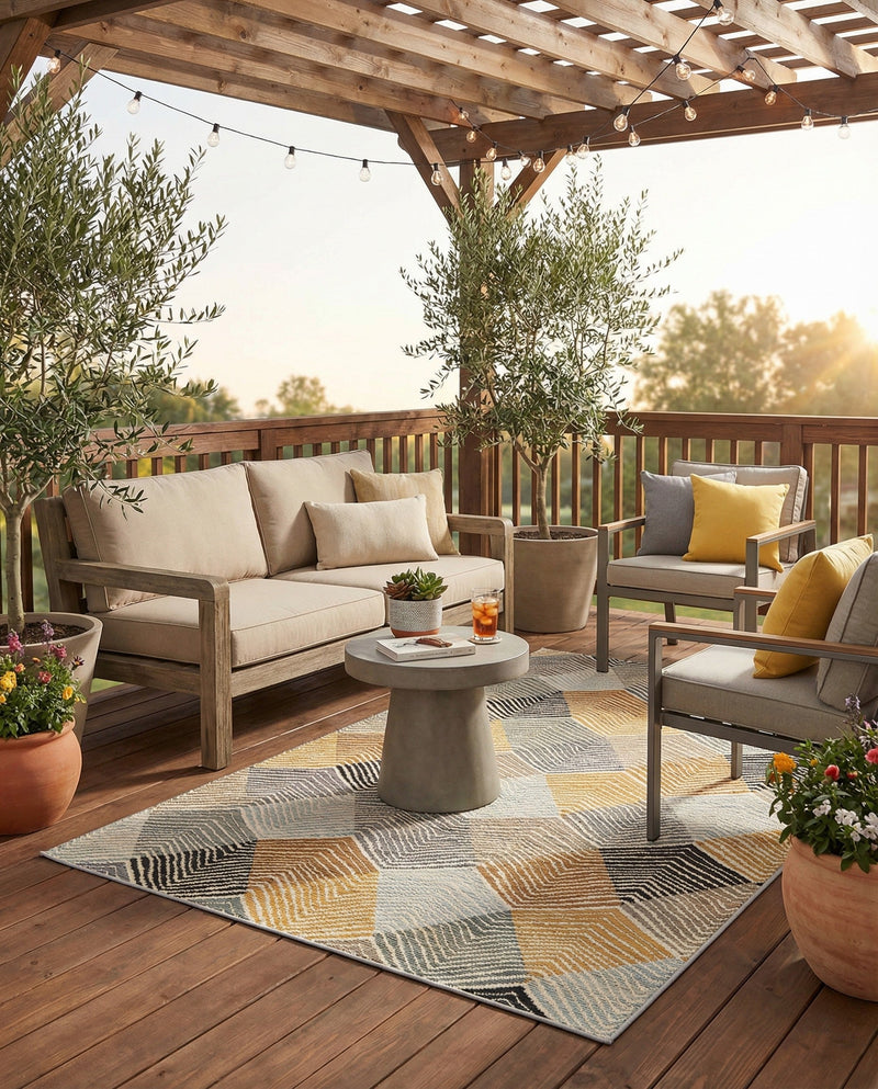 Urban Terrace Collection Area Rug - Metropolis Rectangle Gray  lifestyle 15