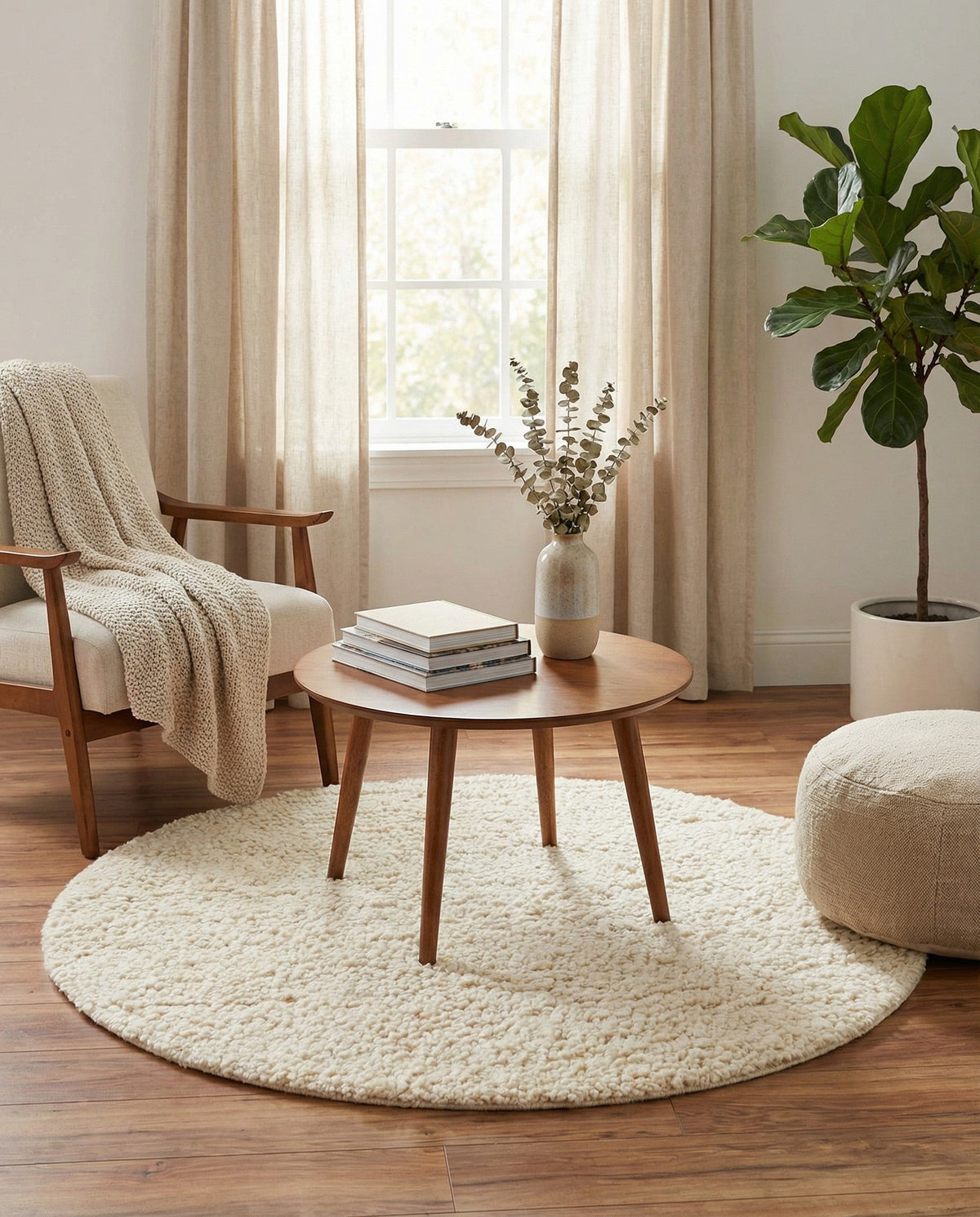Wellington Luxe Shag Collection Area Rug - Kapiti Round Moroccan Ivory  lifestyle 104
