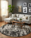 Urban Terrace Collection Area Rug -  Midtown Round Black and White  lifestyle 79