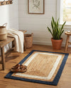 Woven Seaside Jute Collection Area Rug - Nantucket Rectangle Navy Blue White Natural  lifestyle 33