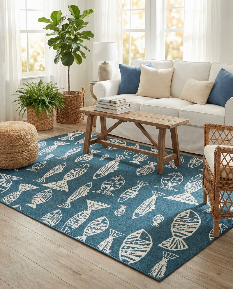 Seaside Haven Rugs Collection Area Rug -  Oceanview Rectangle Blue  lifestyle 18