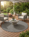Urban Terrace Collection Area Rug -  Astoria (Black and White) Round Black and White  lifestyle 62