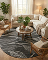 Seaside Blooms Collection Area Rug -  Evergreen (Ivory Charcoal) Round Ivory Charcoal  lifestyle 33