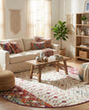 Mediterranean Lattice Collection Area Rug -  Casablanca (Ivory Multi) Round Ivory Multi  lifestyle 86