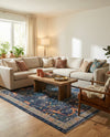 Seville Stripes Collection Area Rug -  Malaga (Navy Blue) Rectangle Navy Blue  lifestyle 28