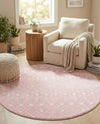 Mediterranean Lattice Collection Area Rug - Santorini (Pink) Round Pink  lifestyle 68