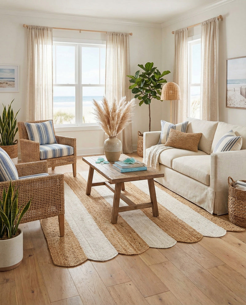 Serenity Braided Jute Collection Area Rug - Luna Rectangle Natural and Ivory  lifestyle 9