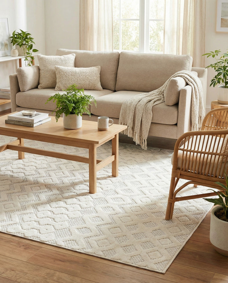 Garden Lattice Charm Collection Area Rug -  Pergola (Ivory) Rectangle Ivory  lifestyle 18
