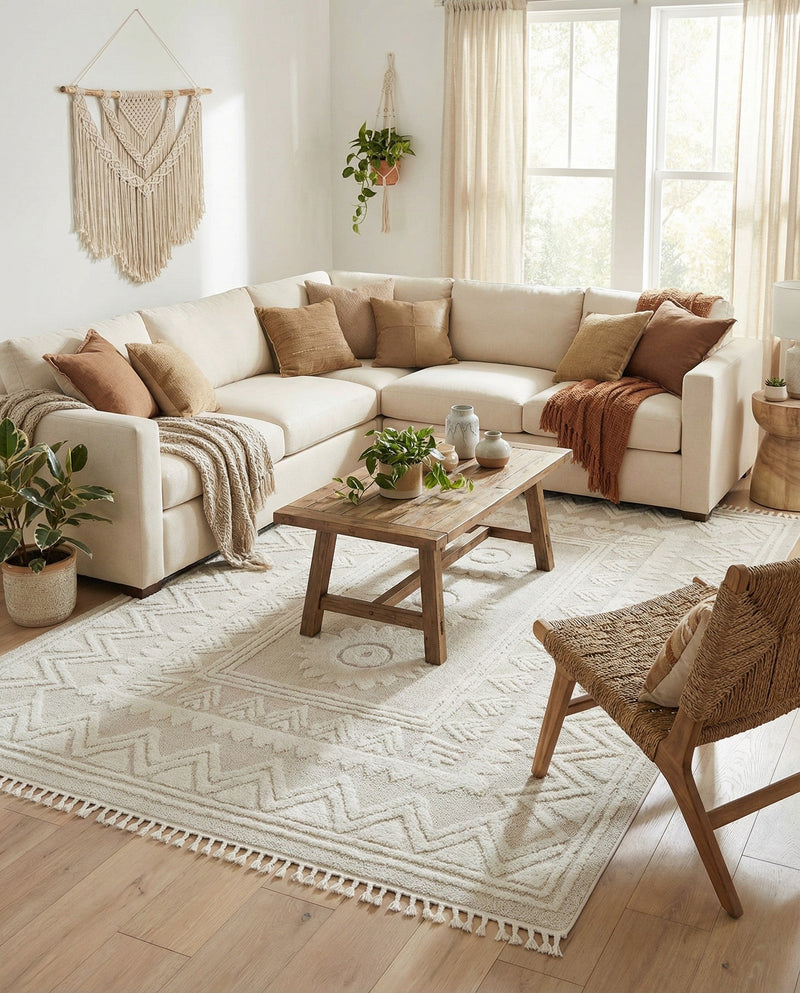 Sahara Chic Collection Area Rug -  Tangier Rectangle Ivory  lifestyle 17