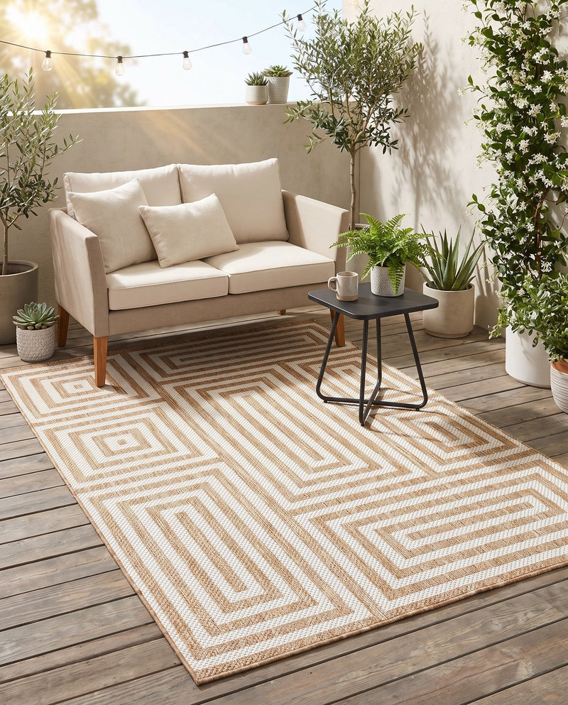 Urban Terrace Collection Area Rug -  Flatiron Rectangle Taupe  lifestyle 49