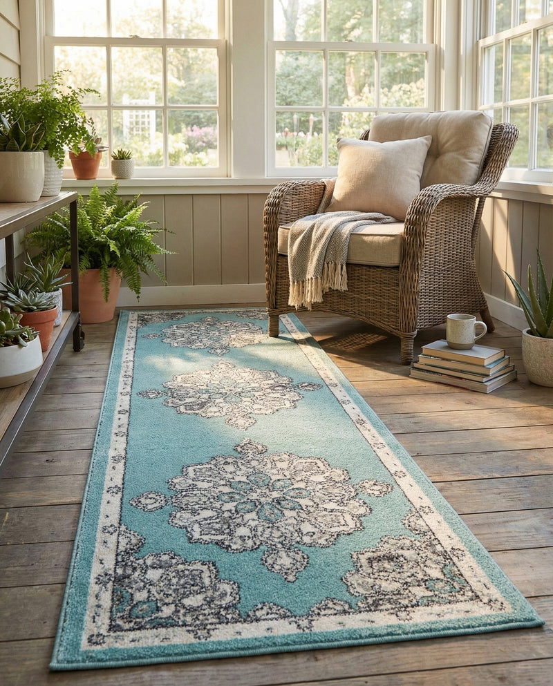 Beverly Grove Collection Area Rug - Melrose (Aqua) Runner Aqua  lifestyle 57