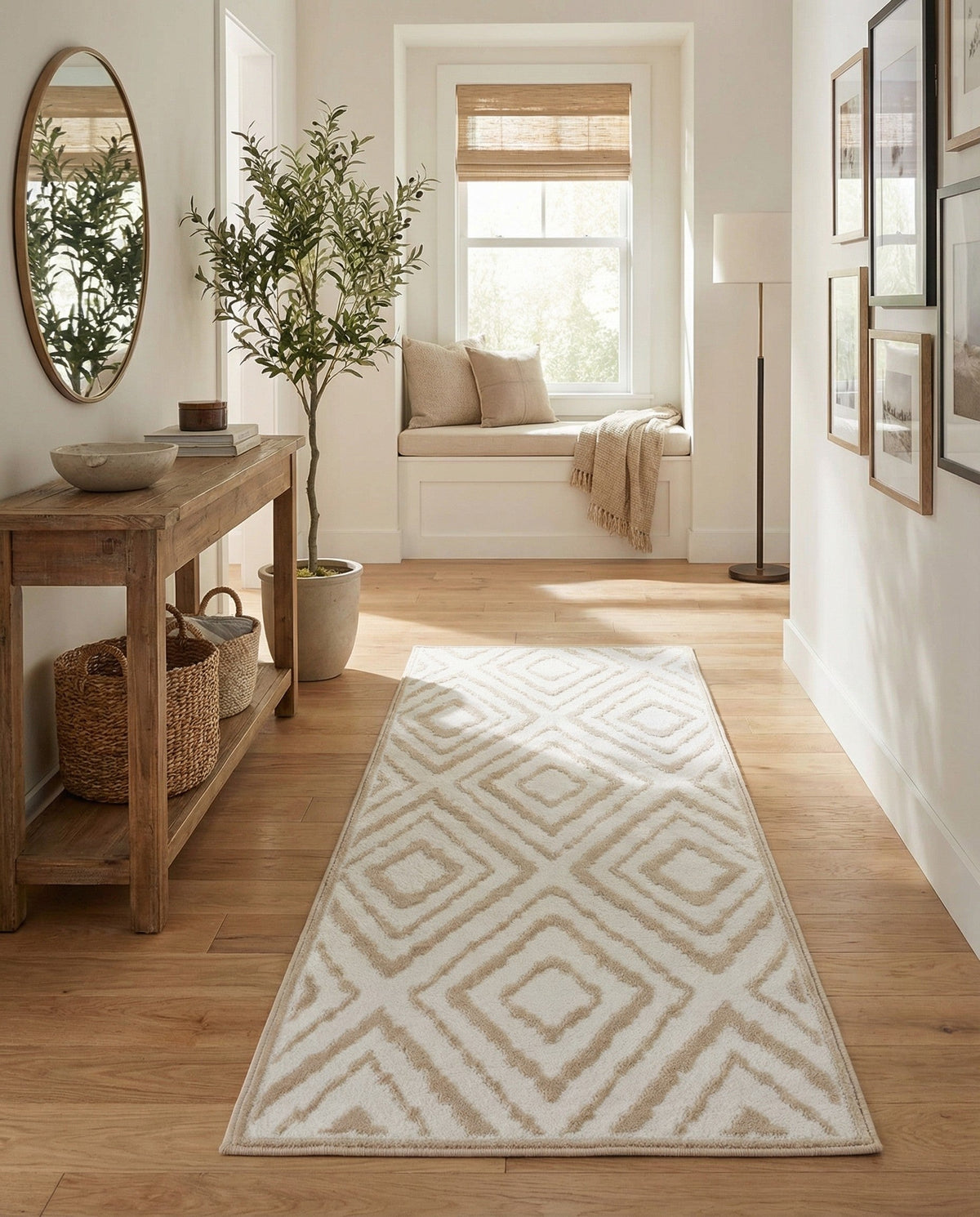 Sanctuary Retreat Collection Area Rug -  Oasis Runner Snow White  lifestyle 140