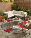 Urban Terrace Collection Area Rug -  Porch Round Red and Black  lifestyle 55