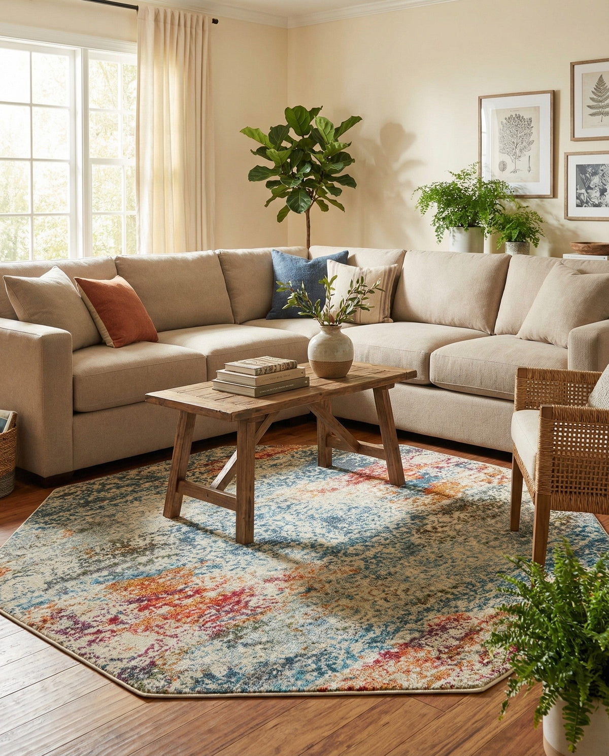 Caribbean Breeze Collection Area Rug -  Isla Octagon Cream  lifestyle 109