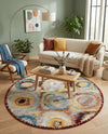 Aegean Elegance Washables Collection Area Rug -  Rhodes Round Multi  lifestyle 80