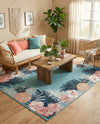 Seaside Blooms Collection Area Rug - Haven Rectangle Blue  lifestyle 20
