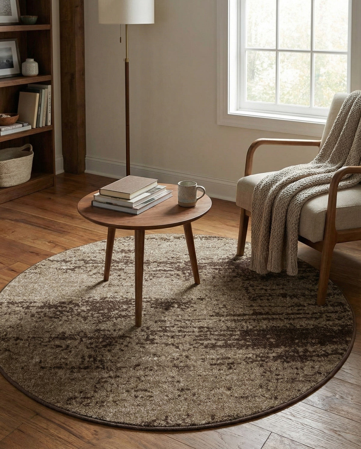 Studio Haven Collection Area Rug -  Gallery (Brown) Round Brown  lifestyle 103