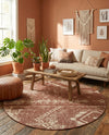 Desert Nomad Terrace Collection Area Rug - Sahara (Rust Red) Round Rust Red  lifestyle 63