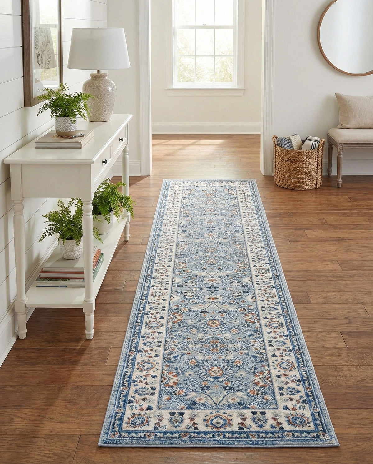 Savannah Elegance Collection Area Rug - Augusta (Aqua Blue) Runner Aqua Blue  lifestyle 125