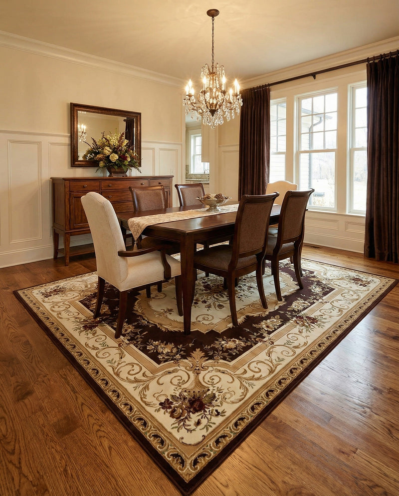 Versailles Elegance Collection Area Rug -  Louveciennes (Brown) Rectangle Brown  lifestyle 7