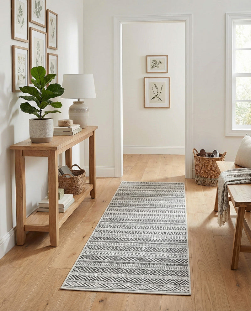 Seaside Stripes Collection Area Rug -  Boardwalk (Beige) Runner Beige  lifestyle 80