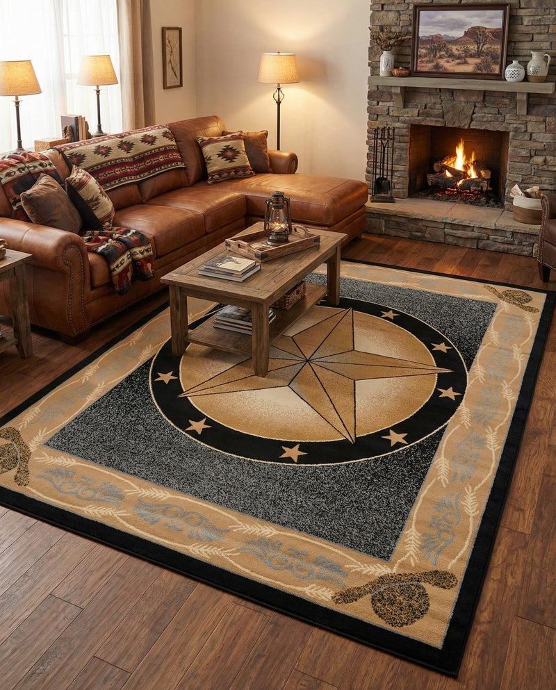 Frontier Trails Collection Area Rug - Redwood Rectangle Blue  lifestyle 56