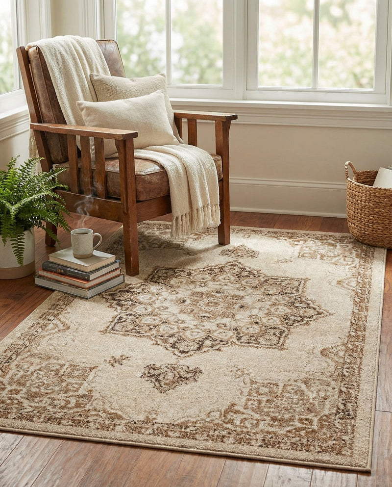 Eden Oasis Collection Area Rug -  Tranquility (Beige) Rectangle Beige  lifestyle 10