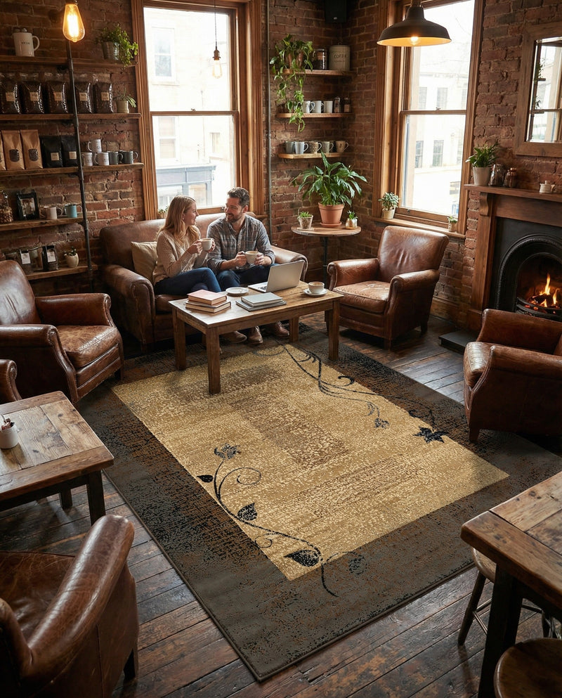 Bistro Lounge Collection Area Rug -  Affogato Rectangle Beige  lifestyle 29