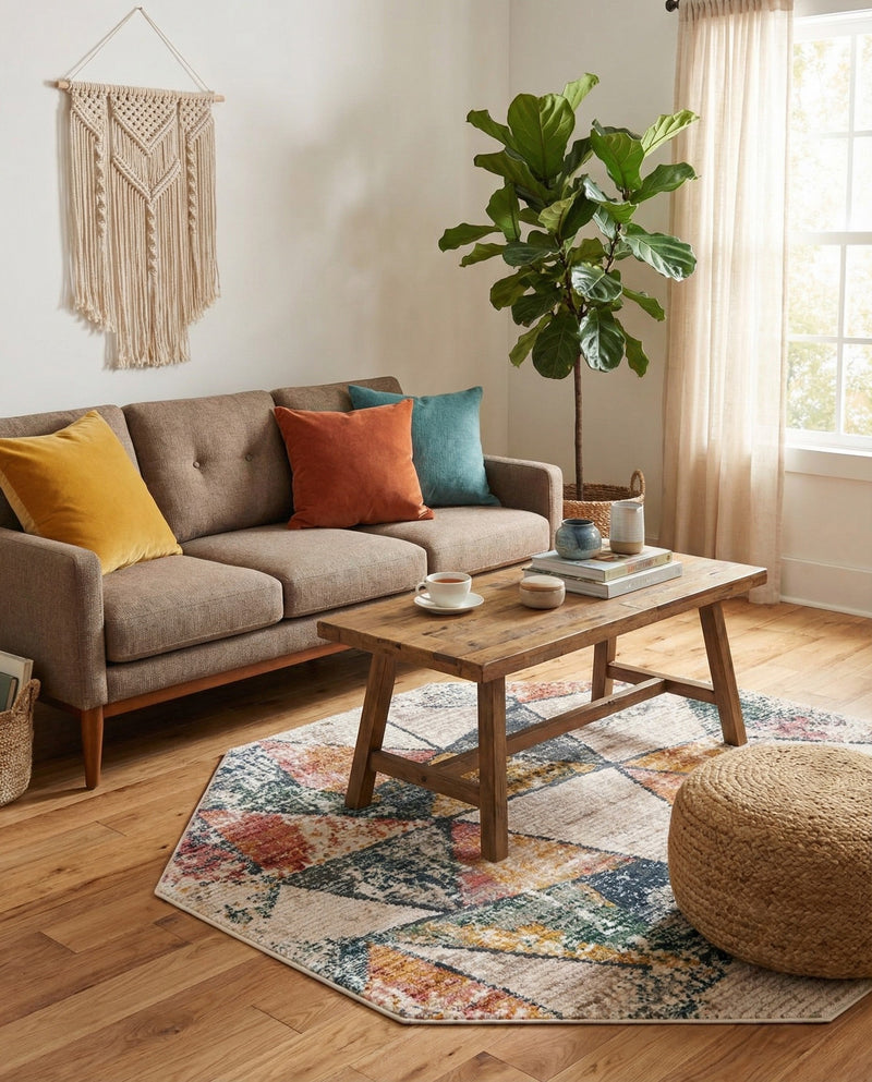 Jewel Oasis Collection Area Rug -  Topaz Octagon Multi  lifestyle 56