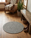 Highland Woven Jute Collection Area Rug - Glenmore (Gray) Round Gray  lifestyle 62