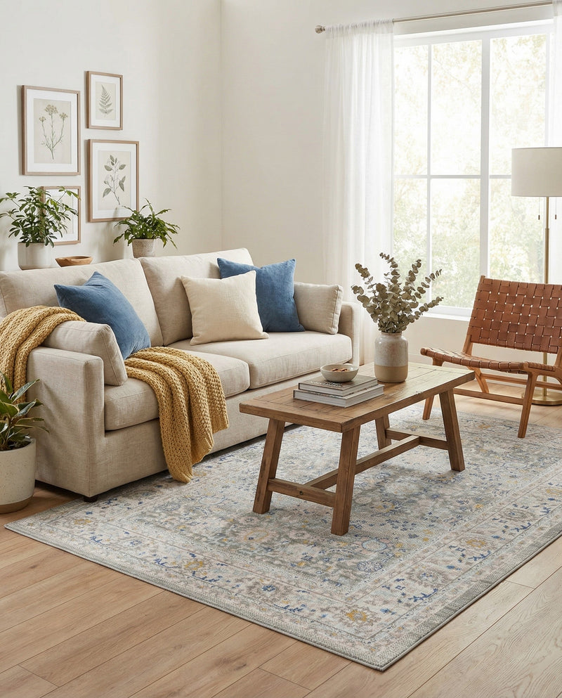 Savannah Series Collection Area Rug -  Beaufort Rectangle Cloud Gray  lifestyle 29