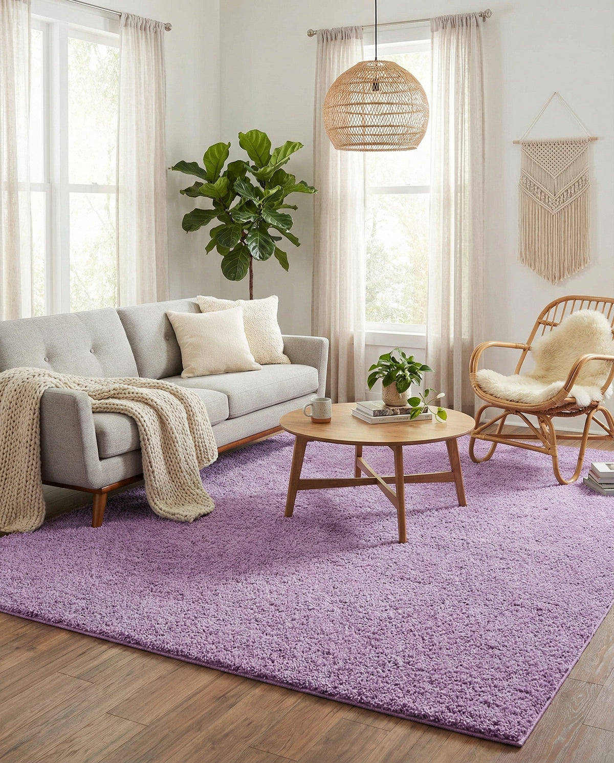 Plush Oasis Collection Area Rug - Serenity (Lilac) Rectangle Lilac  lifestyle 17