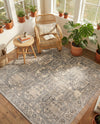 Seville Stripes Collection Area Rug -  Granada (Gray) Square Gray  lifestyle 57