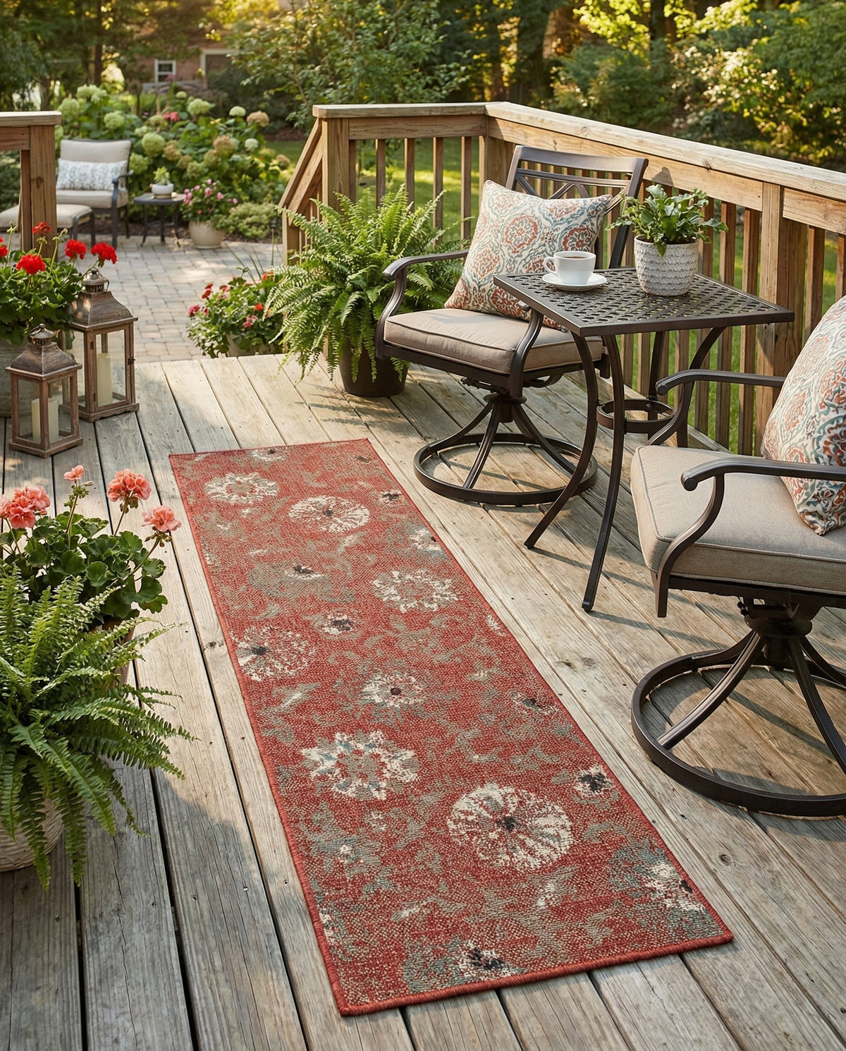 Seaside Blooms Collection Area Rug - Seychelles Runner Terracotta  lifestyle 122