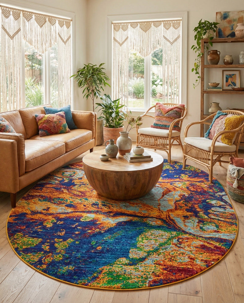 Caribbean Cove Collection Area Rug -  Bequia Oval Multi  lifestyle 53