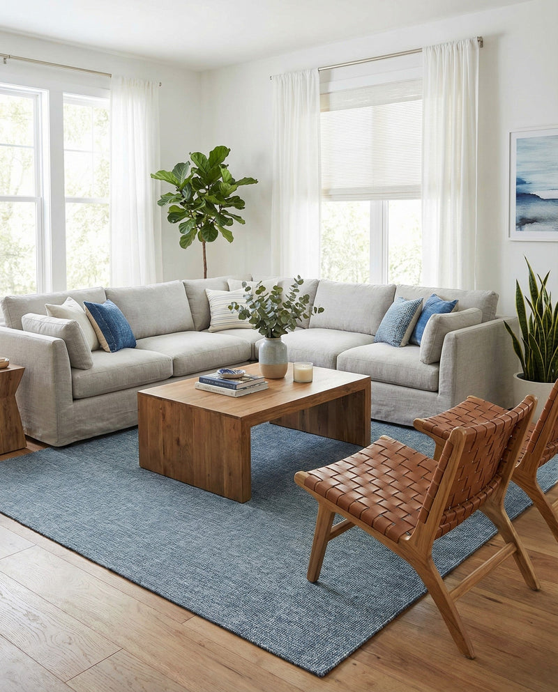 Seaside Serenity Collection Area Rug - Veranda (Blue) Rectangle Blue  lifestyle 36