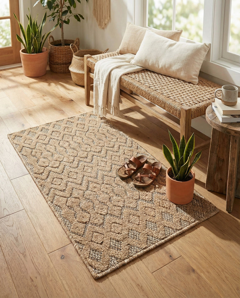 Garden Lattice Charm Collection Area Rug -  Pergola (Beige) Rectangle Beige  lifestyle 8