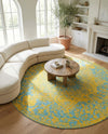 Urban Oasis Rugs Collection Area Rug -  Penthouse (Yellow and Aqua) Round Yellow and Aqua  lifestyle 48