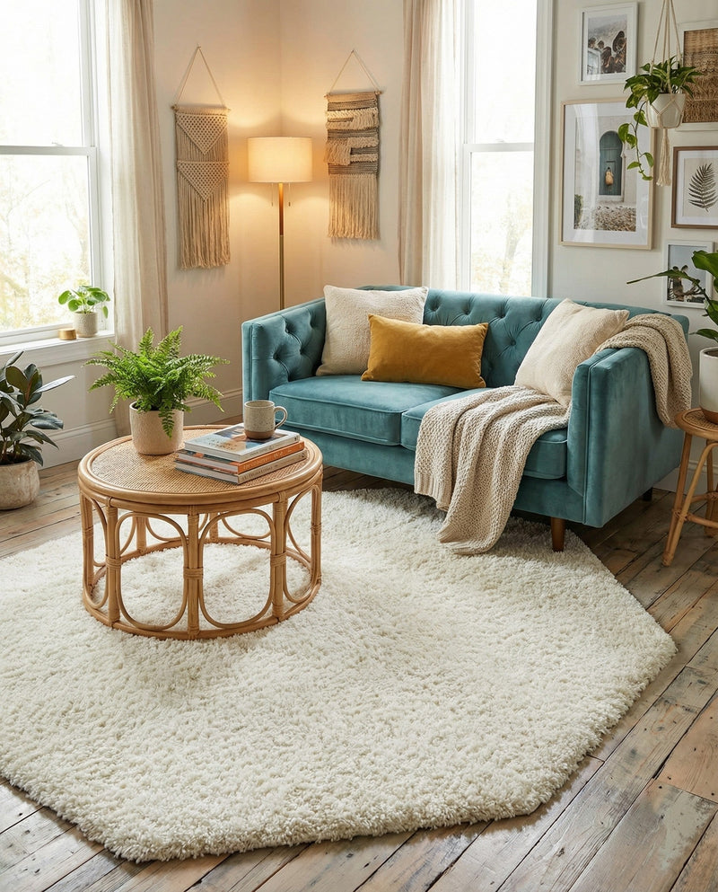 Plush Oasis Collection Area Rug - Serenity (Snow White) Octagon Snow White  lifestyle 74