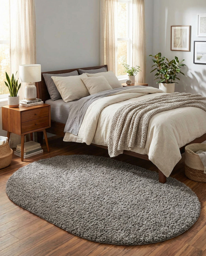 Plush Oasis Collection Area Rug - Serenity (Cloud Gray) Oval Cloud Gray  lifestyle 80