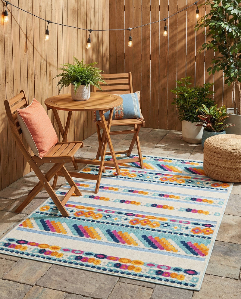 Bahama Breeze Outdoor Collection Area Rug -  Bimini Rectangle Blue  lifestyle 62