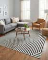 Urban Terrace Collection Area Rug -  Astoria (White and Black) Square White and Black  lifestyle 24