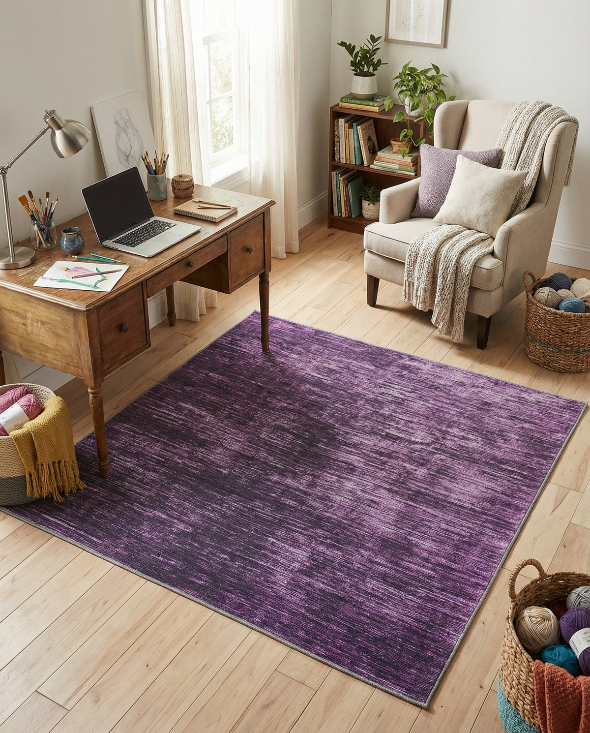 Sahara Essence Collection Area Rug - Oasis (Purple) Square Purple  lifestyle 94
