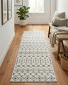 Mediterranean Lattice Collection Area Rug - Santorini (Ivory and Gray) Runner Ivory and Gray  lifestyle 86