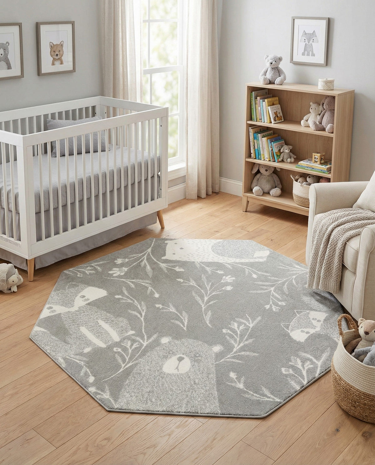 Wonder Tykes Collection Area Rug -  Quirky Octagon Gray  lifestyle 109