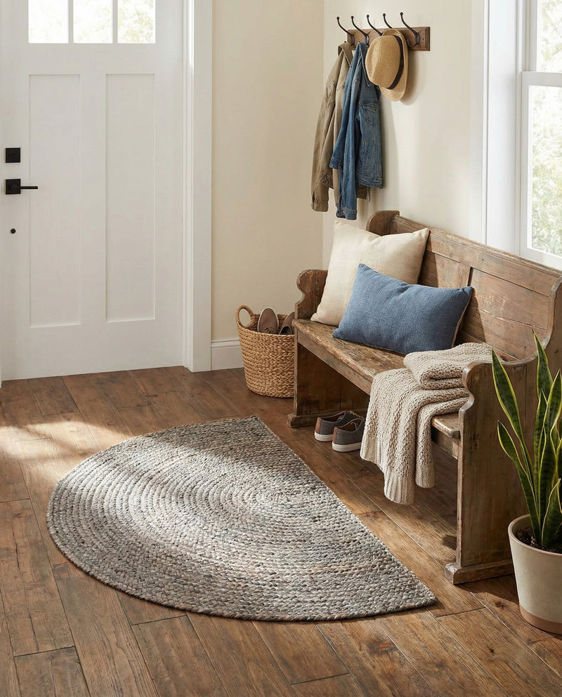 Woven Seaside Jute Collection Area Rug - Savannah (Gray) Hearth Gray  lifestyle 76